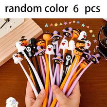 Random Color 3/4/5/6pcs Creative Ballpoint Pens, Halloween Soft Rubber Pens, Cartoon Wiggle Pens, Pumpkin Pens, Funny, Back To School, Student Stationery, Halloween Gifts, Presents - Multicolor - View 12