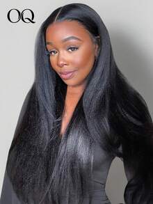 OQ Yaki Straight Human Hair 3-In-1 Half Wig Seamless Flip Wig Natural Color High Quality 180% Density 14-16 Inch Bob 18-28 Inch Long Hair Glueless Laceless Half Wig Daily Use Beginner Friendly - SNatural - View 2