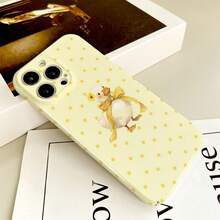 1pc Large Window Cream Yellow Polka Dot Bowknot Little Yellow Duck Phone Case, Fresh Cute Flower White Duck Illustration Full Coverage Anti-Drop Soft Shell, Compatible With IPhone17/17Pro/17ProMax/16/16Plus/16ProMax/16e/15ProMax/11/12/12Pro/12ProMax/13/13Pro/13ProMax/14/14Pro/14ProMax - Film-fine Hole - View 2