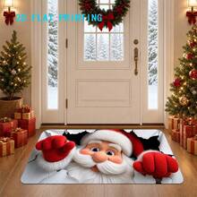 1PC Santa Claus-Themed Welcome Mat. | Suitable For: Area Rugs, Room Decor, Floor Mats, Bedroom Rugs, Kitchen Mats, Home Decor, Doormats, Bathroom Mats, And Holiday Home Decor. An Ideal Christmas Gift. Christmas Decor, Winter Decor. - A - View 9
