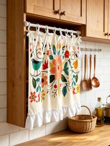 1PC Kitchen Curtain, Kitchen Apron With Floral And Bird Pattern, Multi-Functional Protective Cover, Suitable For Oven And Stove Hood, Cabinet Protection Board, Appliance Decorative Cover, Country Style Core And Daily Kitchen - Multicolor - View 9