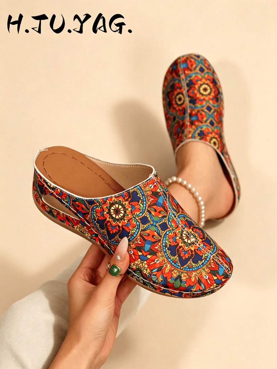 Women's Fashion New Wedge Thick Sole Closed Toe Mule Slippers, Lightweight Comfortable Soft Bottom Slides For Home And Walking, Spring/Autumn