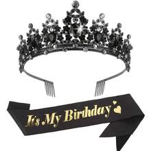 Birthday Headbands Sash For Women Girls Rhinestone Happy Birthday Accessories Favor Supllies Gold Pink White Yellow - Multicolor - View 14