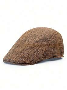 1pc Men's Beret Plaid Cap Women's Avant-Garde Newsboy Flat Cap Adjustable Hat - Fashion - View 4