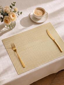 1pc Hollow Rectangular PVC Placemat, Waterproof & Oil-Resistant Western Table Mat, Washable Tableware Pad, Odorless Decorative Mat, Suitable For Restaurant, Cafe, Homestay, Fits Holiday, Party, Gathering, Birthday, Wedding, Dinner And Other Occasions - Multicolor - View 2