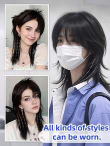 Japanese Harajuku-Style Wolftail Mackerel Head Hair Extension Set. 11.8 Inches / 30 Cm Synthetic Hair Extension Set. Create A Cool Wolftail Mackerel Head Style. Suitable For Daily Wear. - Multicolor - View 3