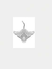 1pc Temporary Tattoo Sticker, Polynesian Manta Ray Line Art Pattern, Realistic Fake Tattoo Design, For Daily Wear, Bachelorette Party Favors, Music Festival, Game, Graduation Gift, Lasts 3‑5 Days - Black - View 3