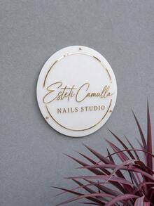 1pc Personalized Custom Text Logo, Acrylic Mirror & Black Letter Cutout, Laser Cut Corporate Sign, Laser Cut Logo Sign, Corporate Wall Sign, Indoor Decor Commercial Logo Studio Custom - Multicolor - View 1