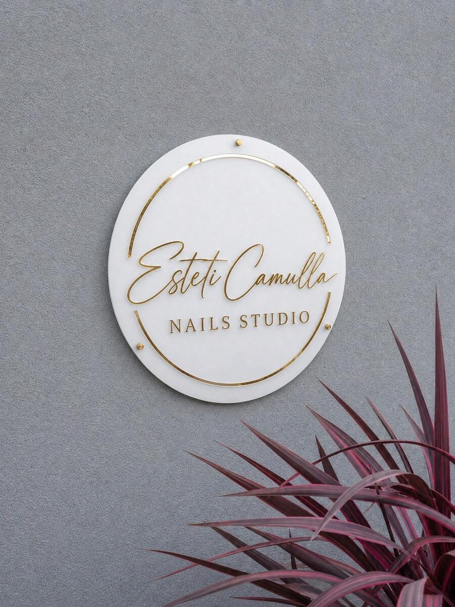 1pc Personalized Custom Text Logo, Acrylic Mirror & Black Letter Cutout, Laser Cut Corporate Sign, Laser Cut Logo Sign, Corporate Wall Sign, Indoor Decor Commercial Logo Studio Custom - Multicolor - View 1