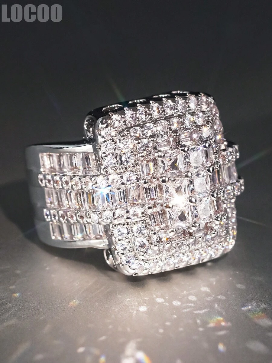 1pc Romantic Cubic Zirconia Ring For Women, Wedding Engagement Party Jewelry, Valentine's Day Gift - 1# - View 1