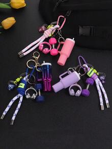 1P Fitness Keychain, Mini Water Bottle/Hammer/Earphone Hanger Keychain, Bag Hanger, Car Keychain, Gift For Friends - Multicolor - View 2