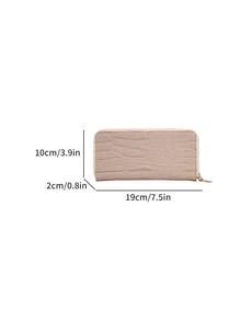 Elegant Pattern Long Wallet, Women's Zip Around Leather Clutch, Multi-Card Slots Purse - White - View 8