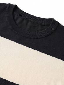 Men's Crew Neck Knit Sweater, Vintage Nautical Style Casual Pullover - Blue - View 7