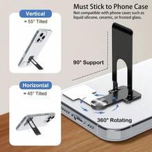 Phone Slim Kickstand, Ultra Thin Vertical And Horizontal 360° Rotating Universal Steel Metal Stable Stand Pocket Friendly Sticky Holder Compatible With Iphone/Android Cellphone Case - Black and White - View 6