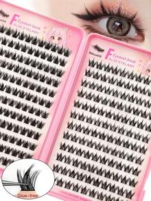 Rikuaild 264pcs Self-Adhesive False Eyelash Book, Large Capacity Cartoon Style Pre-Glued Lashes, Mixed 2 Styles, Soft Comfortable Lightweight Reusable, Natural Eyelash Clusters, Suitable For Party Daily Makeup, Autumn, Back To School, Travel Essential - C - View 3