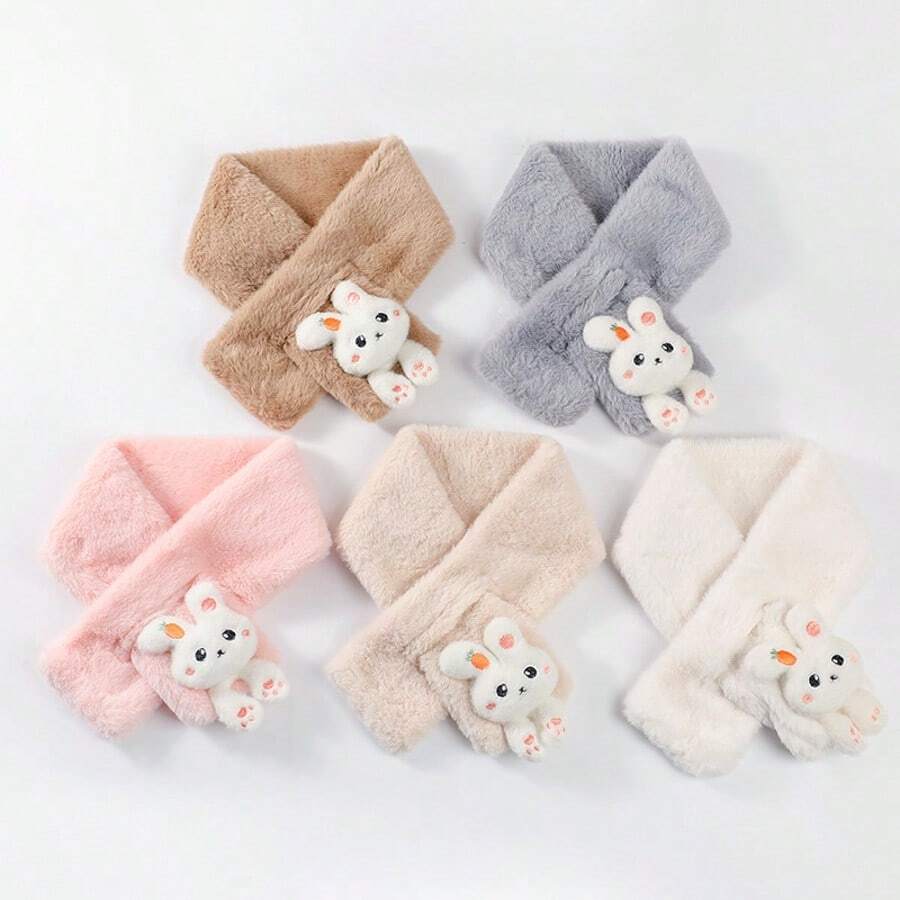 1pc New Autumn/Winter Cartoon Rabbit Cute Scarf Neck Warmer Unisex Cross Thick Neck Protector - Multicolor - View 1