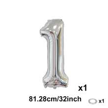 32英吋 81cm 銀色數字氣球 數字24 鋁箔膜 適用於派對、婚禮、單身派對、生日、新娘派對、畢業、週年慶祝裝飾 (0-9) - 彩色 - 查看 16