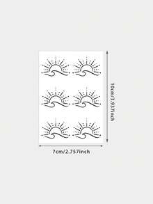 1pc Temporary Tattoo Sticker, Minimalist Sunrise & Wave Line Pattern, Realistic Fake Tattoo Design, For Daily Wear, Bachelorette Party Favors, Music Festival, Game, Graduation Gift, Lasts 3‑5 Days - Black - View 2