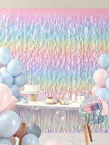 14/8/2/1pc Macaron Pastel Wave Fringe Curtain, Gradient Tinsel Streamer Backdrop, Colorful Party Decoration Background For Birthday, Bridal Shower, Wedding Photo Booth Wall Decor - View 6