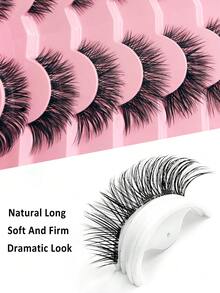 Asiteo 7 Pairs New Cat Eye False Eyelashes, Natural Lengthening Transparent Stem Lashes, Outer Winged Tail To Elongate Eyes, Faux Mink Fur Eyelashes, For Makeup, Halloween - Black - View 4