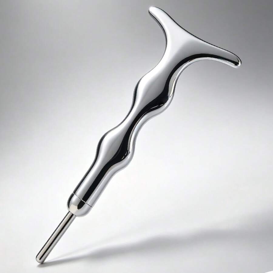 Double Heads Facial Reflexology Massage Tools & Face Gua Sha Tool Face Massage Probe Pen With Spring Facial Massage Stick Deep Tissue Massage Self-Massage Beauty Skin Care Tools - Silver - View 1