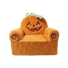MOONBEEKI Halloween Pumpkin Kids Sofa, One-Piece Faux Rabbit Fur Plush Kids Sofa, Soft Leisure Chair For Bedroom And Game Room - Orange - View 10