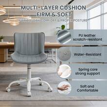 Soft Soft Swivel Entryway Storage Chair – 60 X 63 X 79 Cm Modern Scallop Back Armchair With 360° Rotation, Upholstered Shell Design For Bedroom, Vanity, Lounge, Office - White - View 3