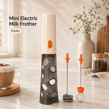 Mini Electric Milk Frother, Foldable Egg Beater, Coffee Stirrer, Hands-Free Mixing, Equipped With Two Interchangeable Whisk Heads, Suitable For Coffee Lovers And Baking Enthusiasts - Default - View 6