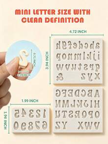 3D Letter & Number Silicone Molds, Fondant Birthday Cake Molds, Uppercase & Lowercase Cartoon Chocolate Clay Baking Tools, Candy Molds & Cake Decoration Tools, Birthday Party Decoration - Beige - View 16