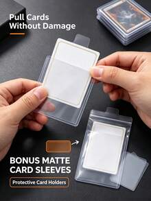 200/100/50/30/1pc Transparent Plastic Card Holder With Pull Ring, Scratch-Resistant Waterproof Card Storage Sleeve, Easy Pull Ring Design - Multicolor - View 4