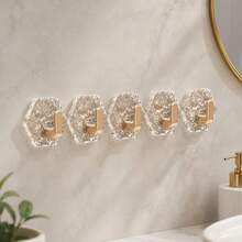 2/1 Packs Heavy-Duty Plastic Self-Adhesive Hexagonal Ripple Hooks, Sticky Hooks For Bathroom, Kitchen, Easy-Install Home Organizer For Keys, Towels, Coats - Multicolor - View 5