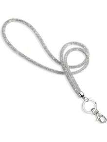 Rhinestone Neck Badge Lanyard, ID Card And Key Belt Rhinestone Office Lanyard, 31.5 Inch (About 80cm) Shiny Neck Belt, With Metal Buckle And Key Ring, Crystal Lanyard, ID Card, Key Belt (White) - A - View 7