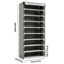 10-Layer Zipper Fabric Shoe Rack, Minimalist Dust-Proof Shoe Cabinet, Multi-Tier Shoe Storage Organiser, Portable Shoe Shelf For Dormitory, Bedroom, Student & Home Use - Silver Grey - View 12