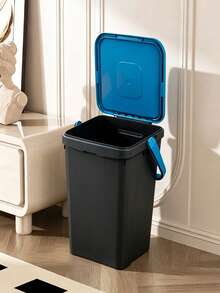 Large Capacity Hand Carry Trash Bin With Flip Lid, Odor Resistant Thick Plastic, Waste Container For Kitchen Bathroom Yard Home Use - Multicolor - View 5