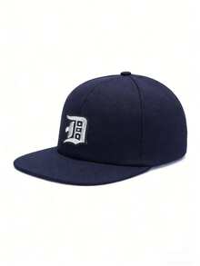 1pc Unisex Print Gothic Style White Letter Hippie Baseball Cap,Adjustable Flat Brim Sun Hat,For Travel,Sports,Beach,Campus,Y2K Style,Holiday Gift - Navy Blue - View 7