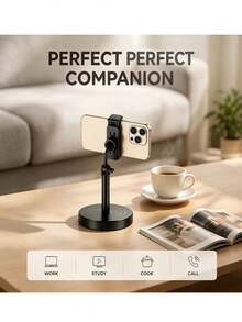 1 buah Dudukan Ponsel Meja yang Dapat Disesuaikan, Dudukan Ponsel Berputar 360° dengan Dasar Pemberat, Dudukan Meja Bebas Tangan Cocok untuk Panggilan Video, Siaran Langsung dan Belajar - Dudukan ponsel - View 5