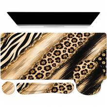 3pcs Abstract Zebra And Floral Mouse Pad With Metallic Gold Effect Print, 4 Color Options, Extended Desk Mat Polyester Surface With Non-Slip Rubber Base For Office, Home, Dorm And Gaming, 3 Sizes Available - View 11
