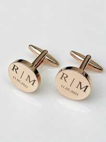 Custom Cufflinks - Engraved Box Optional, Personalized Wedding Day Cuff Links For Groom Grooms Men Gift, Anniversary Gift For Husband,Wedding Gift - Multicolor - View 7