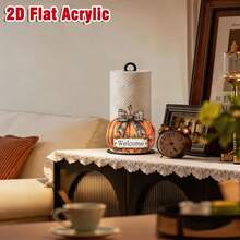2D Flat Printed Napkin Holder, Creative Pumpkin Pattern Paper Towel Holder, Plastic Desktop Napkin Storage Rack, Suitable For Kitchen, Bathroom, Party, Holiday Home Autumn Harvest Decoration - View 2