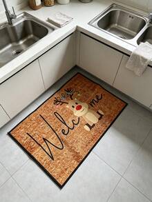 1pc Lightweight Crystal Velvet Rug, Christmas Reindeer Cartoon Welcome Mat, Non-Slip Machine Washable Quick Dry Floor Mat, Indoor Outdoor Use For Hallway Kitchen Bedroom Bathroom, Multiple Sizes, Christmas Halloween Thanksgiving Fall Home Decor - Multicolor - View 15