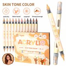 Flysea Dual Skin Tone Series, 12/24/36/48/72 Colors Full American Palette, Suitable For Cartoon Portrait Painting, Drawing And Writing, Vibrant Colors, Brilliant Visuals - Sets - View 13