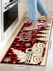 1/2pcs Christmas Kitchen Decor Rugs, Winter Kitchen Mats And Pads, Non-Slip Washable Absorbent Kitchen Accessories Decorative Floor Mat, Christmas Holiday Gift! - Multicolor - View 14