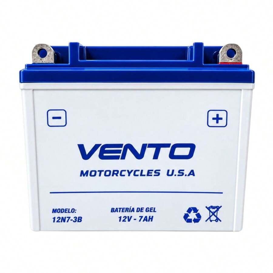 Batería Vento Original 12N7-3B 12V para Cyclone 150 / 150Z / Rocketman 250 / Tornado 250 – Alto rendimiento, arranque confiable y larga duración - Blanco - Ver 1