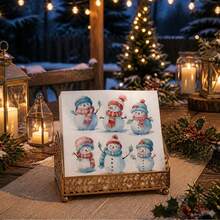 Festive Christmas Snowman Napkins Set – Charming Watercolor Winter Characters For Party Decor, Gift Wrapping & Seasonal Table Settings - Multicolor - View 7