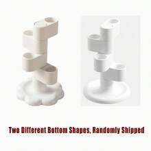 1pc Rotating Toothbrush Holder, Multi-Function Divided Storage Organizer, Non-Slip Electric Toothbrush Storage Bin, Suitable For Bathroom Sink Countertop, Office Desk Pen Holder - White - View 9