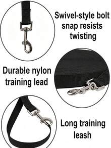 1pc Durable Nylon Dog Leash, Suitable For Training And Daily Walks, Fits Small, Medium And Large Dogs, Length Options From 15ft To 50ft (E.G., 20ft, Black), Suitable For Obedience Training And Camping - Black - View 7