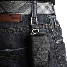 Solid Color Minimalist Men's Leather Car Key Pouch, Universal Zipper Mini Waist Hang Car Key Protective Case - one-size - View 5