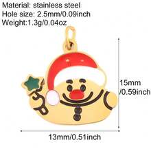Stainless Steel Christmas Themed Oil Drop Pendant, Santa Claus, Christmas Tree, Gingerbread Man Pendant, DIY Handmade Jewelry Making Accessories, Christmas Gift - Gold - View 31