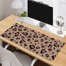 Retro Coffee Brown Leopard Print PU Leather Desk Pad, Waterproof Oilproof Large Gaming Mouse Pad, Stylish Minimalist Desktop Decoration For Home Office Gaming Work - View 3