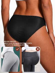 5pcs/Set Women's Shiny Silk-Like Satin Bikini Panties, Elastic Triangle Panties, Soft Comfortable Solid Color Sexy Daily Underwear, Hand Wash - Multicolor - View 5